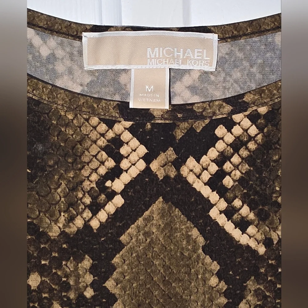 Michael Kors Brown Snake Print Midi Dress